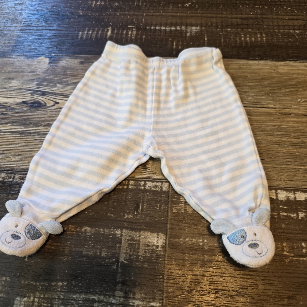 Striped Baby Pants with Bear Feet